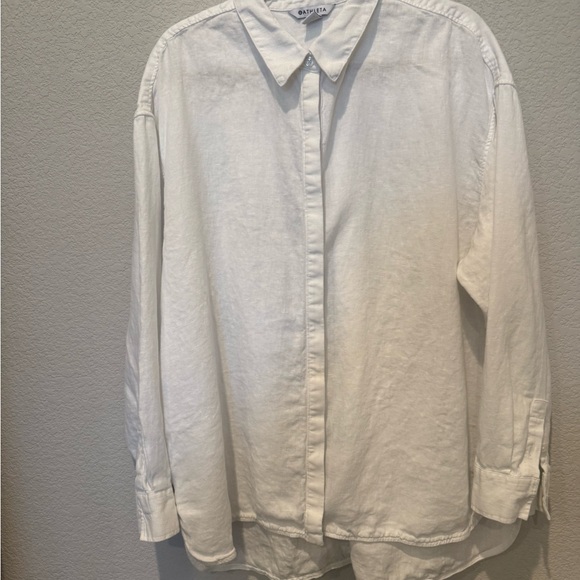 Athleta Tops - Athleta White Linen Button-Up Shirt